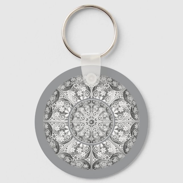 Ceramic lace Grey Key Ring (Front)
