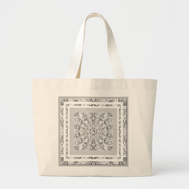 Ceramic lace Grey Large Tote Bag (Front)