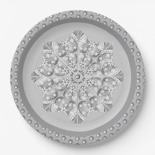 Ceramic lace Grey Paper Plate
