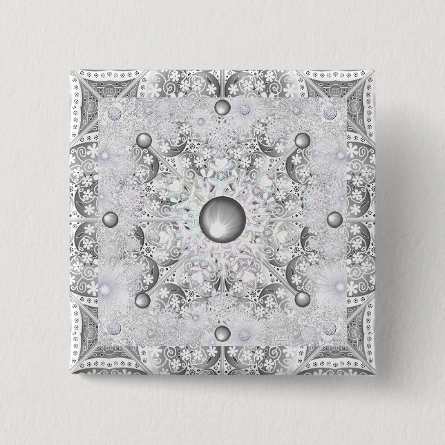Ceramic lace Grey &snowflake 15 Cm Square Badge (Front)