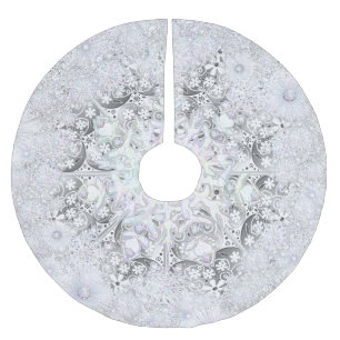 Ceramic lace grey & snowflake brushed polyester tree skirt