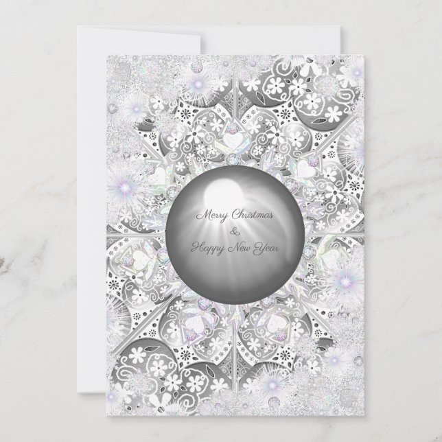 Ceramic lace grey & snowflake card (Front)