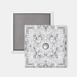Ceramic lace Grey & snowflake Magnet