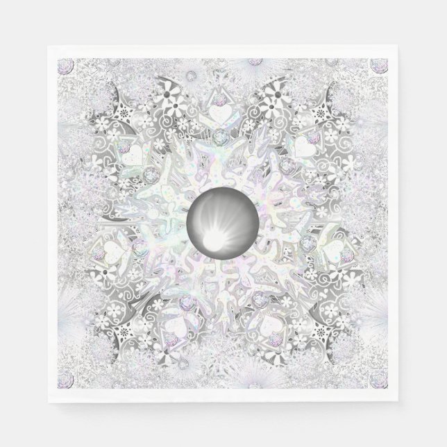 Ceramic lace grey & snowflake napkin (Front)