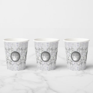 Ceramic lace grey & snowflake paper cups