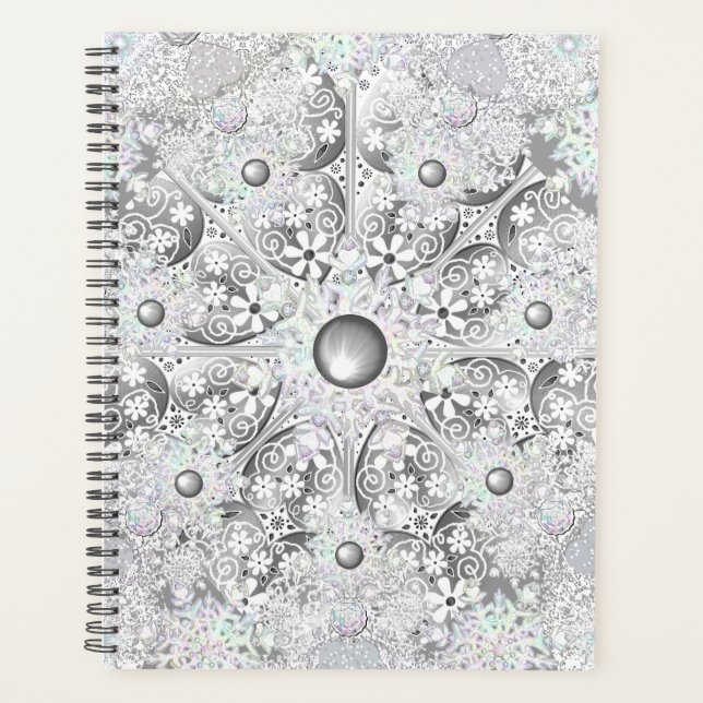 Ceramic lace Grey & snowflake Planner (Front)