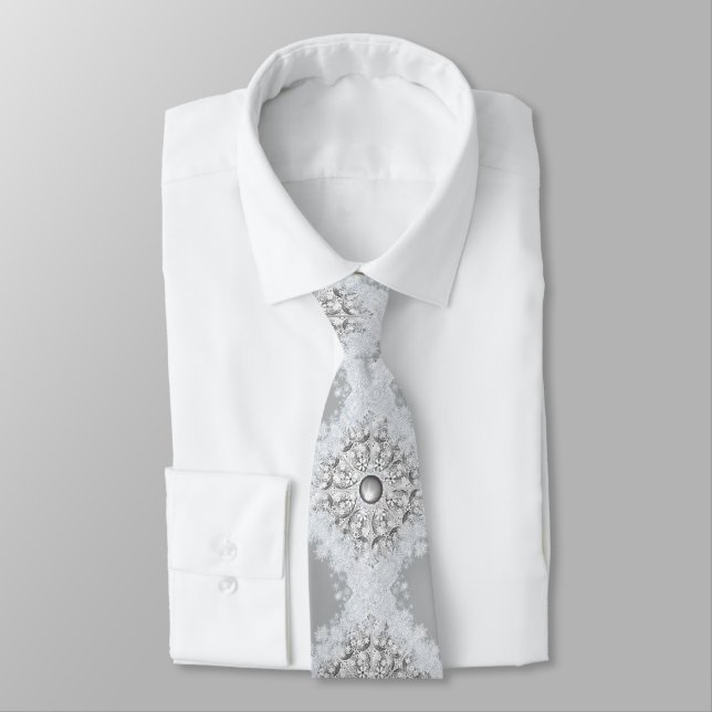 Ceramic lace grey & snowflake tie (Tied)