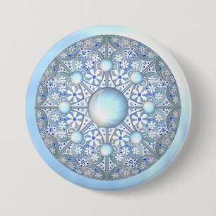 Ceramic Lace light blue 7.5 Cm Round Badge
