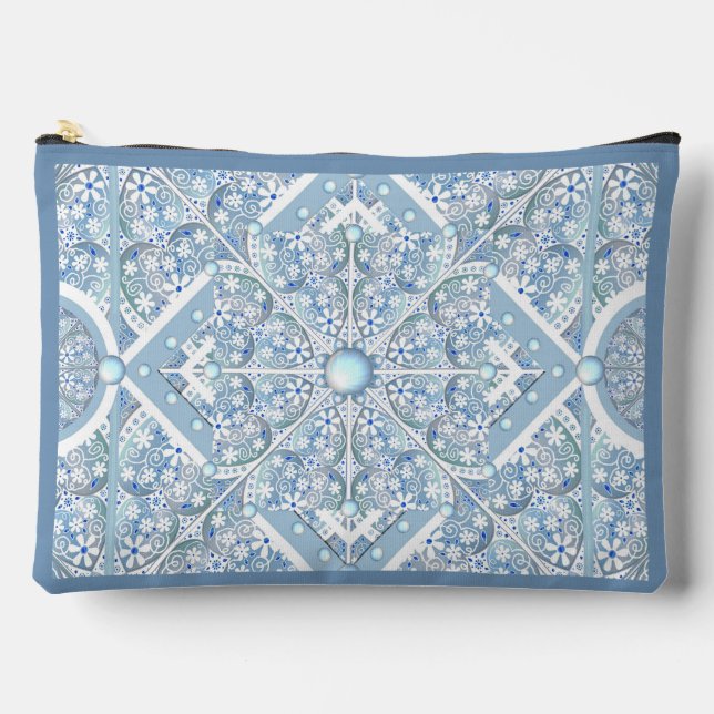 Ceramic Lace Light Blue Accessory Pouch (Front)
