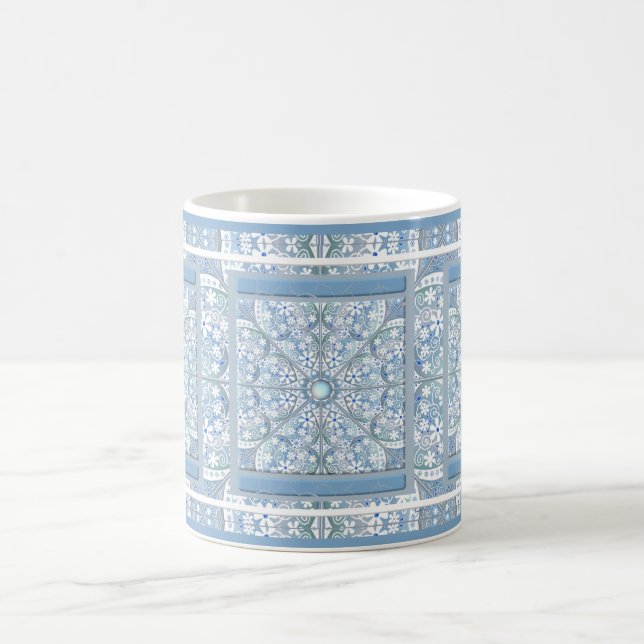 Ceramic lace Light blue Coffee Mug (Center)