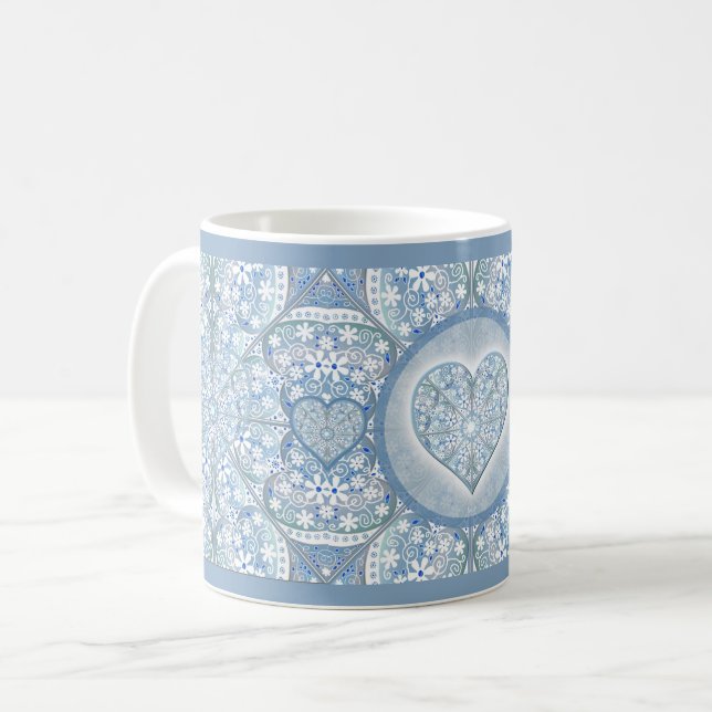 Ceramic lace Light blue Coffee Mug (Front Left)