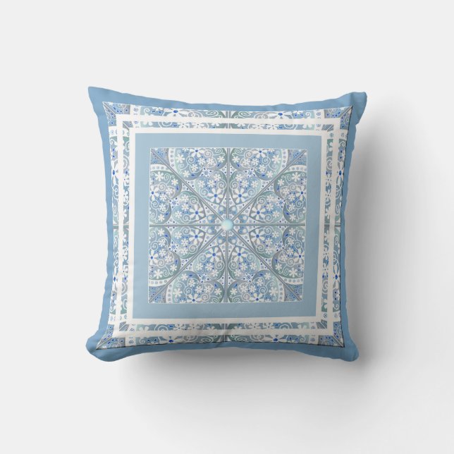 Ceramic lace light blue cushion (Front)