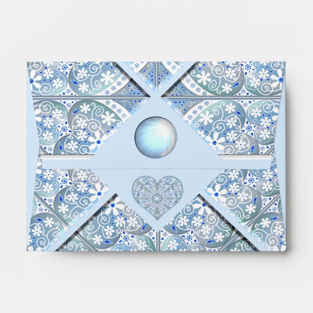 Ceramic Lace Light Blue Envelope (Back (Top Flap))