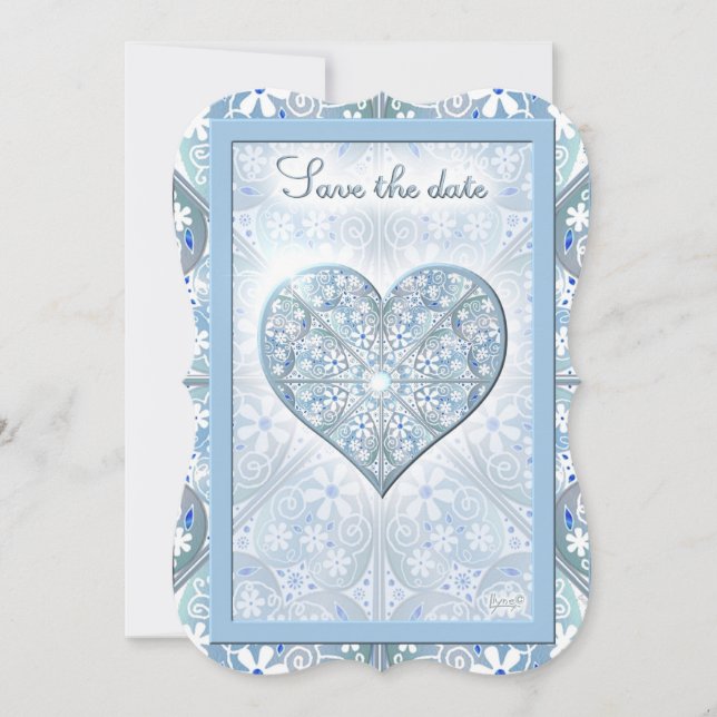 Ceramic Lace Light Blue Invitation (Front)