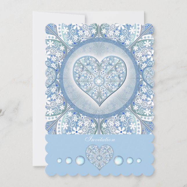 Ceramic Lace Light Blue Invitation (Front)