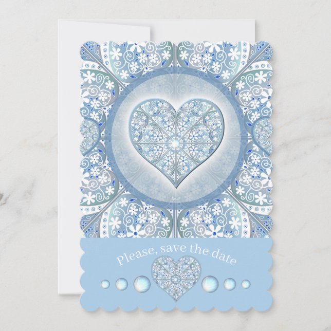 Ceramic Lace Light Blue Invitation (Front)