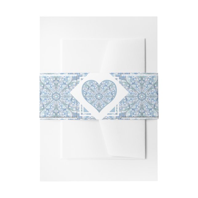 Ceramic Lace Light Blue Invitation Belly Band (Front Example)