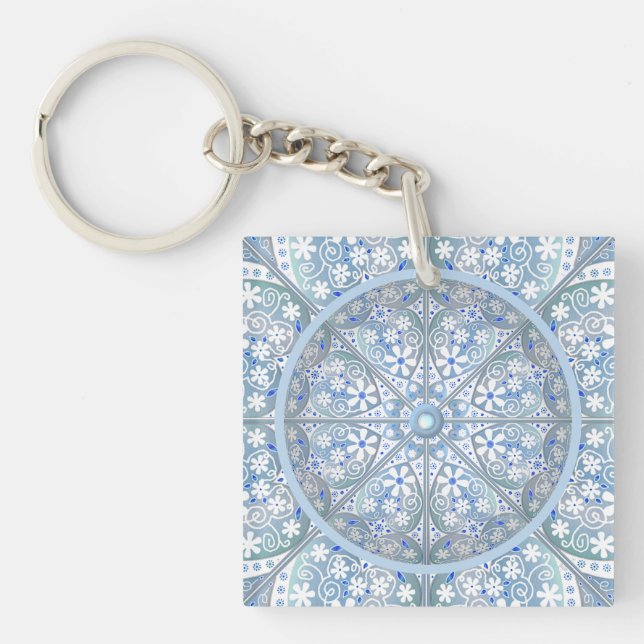 Ceramic lace Light blue Key Ring (Front)