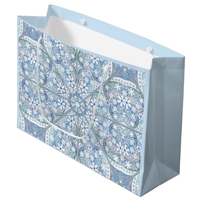 Ceramic lace Light blue Large Gift Bag (Front Angled)