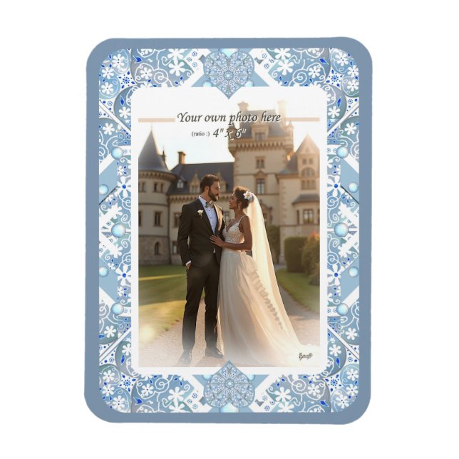 Ceramic lace Light blue Magnet (Vertical)