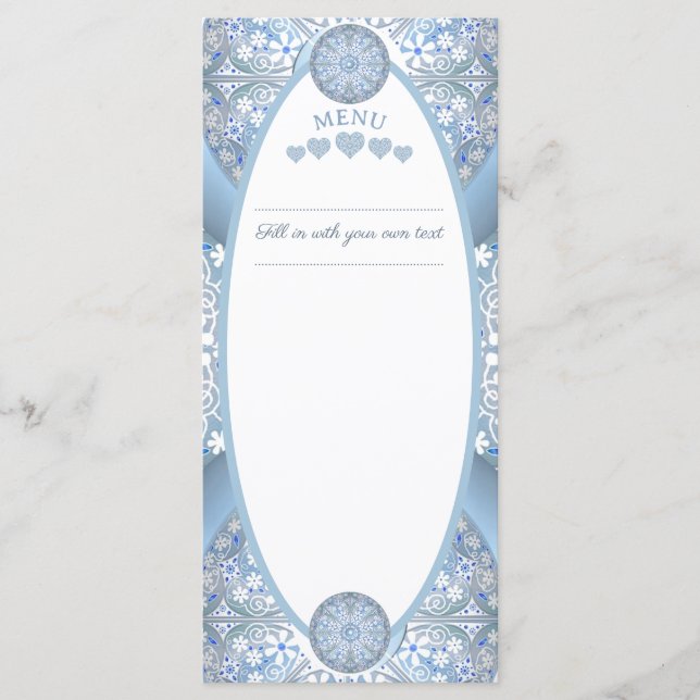 Ceramic Lace Light Blue Menu (Front)