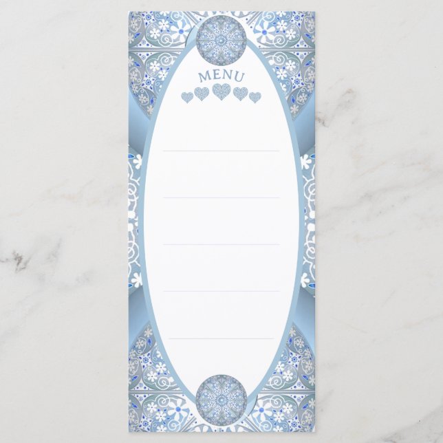 Ceramic Lace Light Blue Menu (Front)