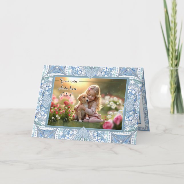 Ceramic Lace Light Blue mother's day Thank You Card (Front)