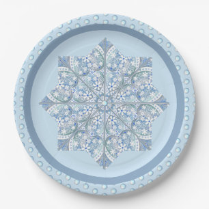 Ceramic lace Light blue Paper Plate