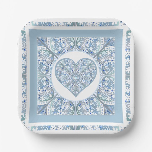 Ceramic Lace Light Blue Paper Plate (Front)