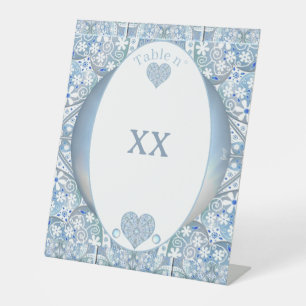 Ceramic Lace Light Blue Pedestal Sign