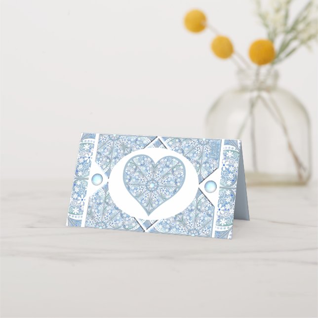 Ceramic Lace Light Blue Place Card (Back)