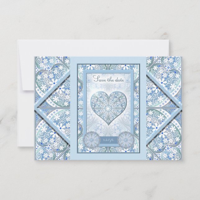 Ceramic lace Light blue RSVP Card (Front)