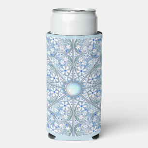 Ceramic lace Light blue Seltzer Can Cooler