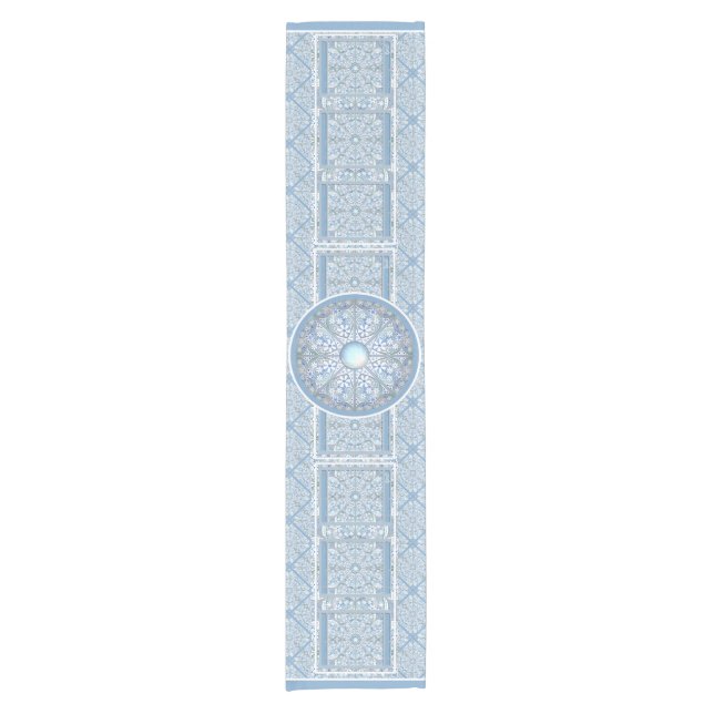 Ceramic Lace Light Blue Short Table Runner (Front)