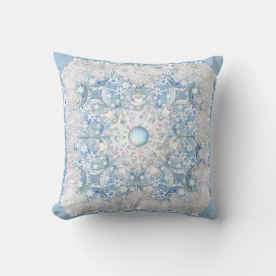 Ceramic lace light blue & snowflake cushion