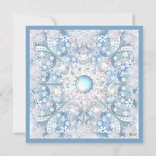 Ceramic lace light blue & snowflake invitation