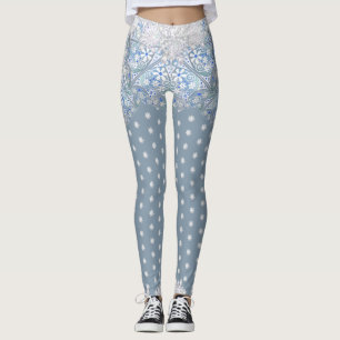 Ceramic lace light blue & snowflake leggings