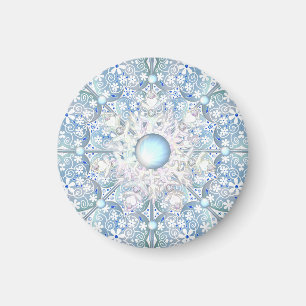 ceramic lace light blue & snowflake magnet