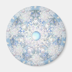 Ceramic Lace light blue & snowflake Magnet