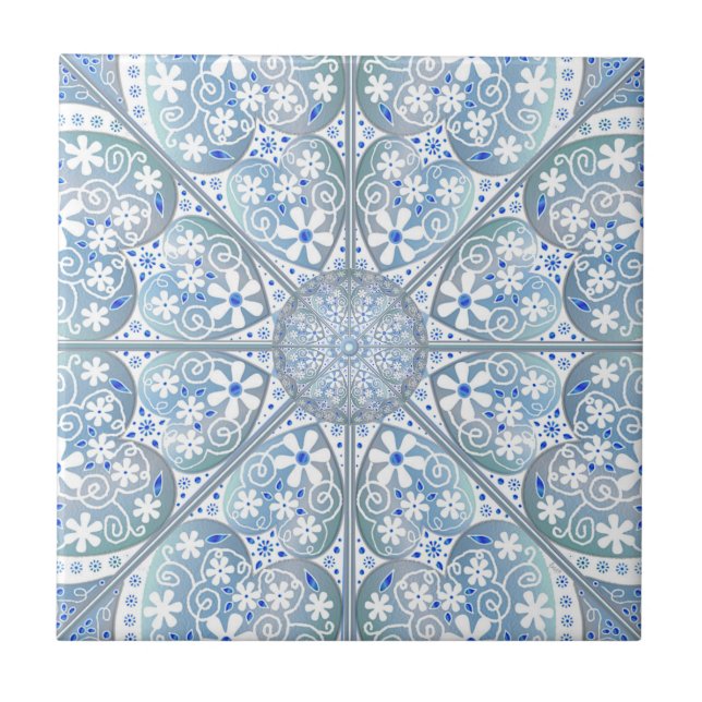 Ceramic Lace Light Blue Tile (Front)