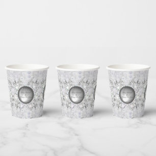 Ceramic lace light grey & snowflake paper cups