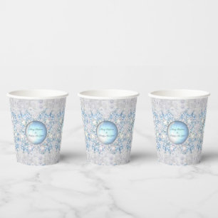Ceramic lace sky blue &snowflake paper cups