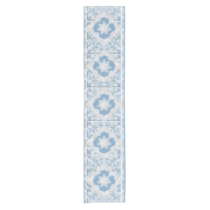 Ceramic lace sky blue & snowflake short table runner