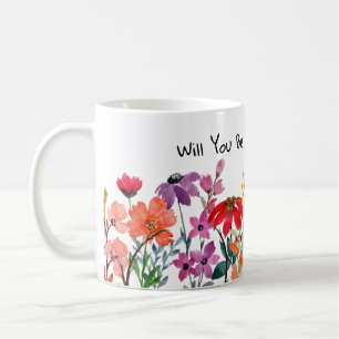 Ceramic Mug Watercolor wildflower flower girl gift