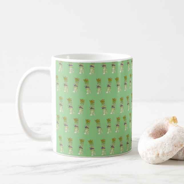 Ceramic mug with asparagus design (With Donut)