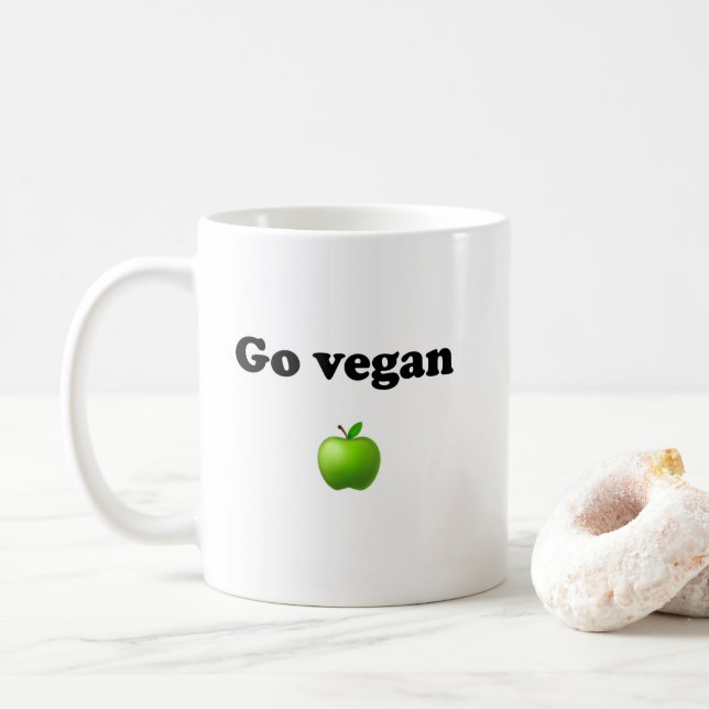 Ceramic mug with Go Vegan design (With Donut)