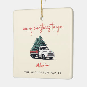 Ceramic Ornament   Christmas Tree Delivery Truck