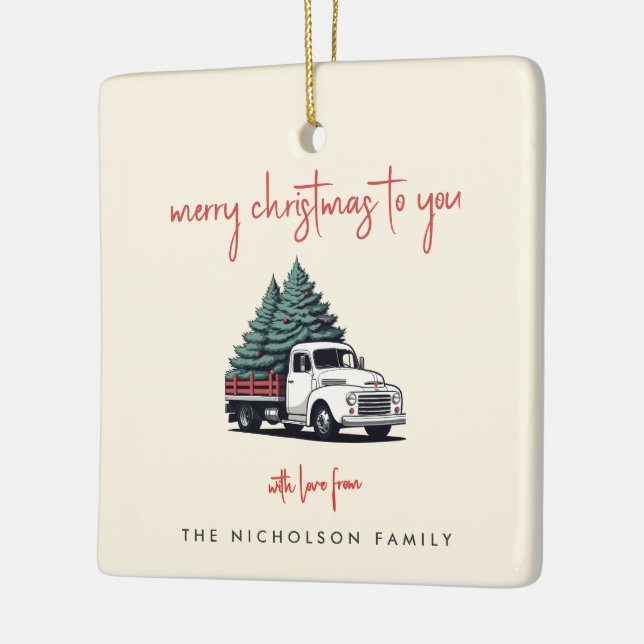 Ceramic Ornament | Christmas Tree Delivery Truck (Left)