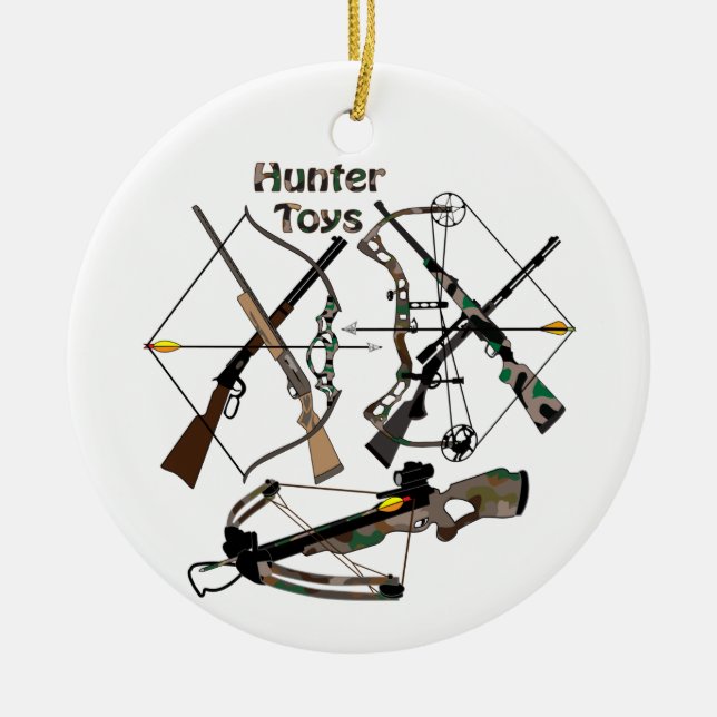 Ceramic Ornament, hunting, weapons, hunter gifts, Ceramic Tree Decoration (Front)