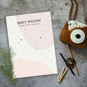 CERAMIC PEACH PINK BLUSH WAVE STUD EARRING DISPLAY BUSINESS CARD